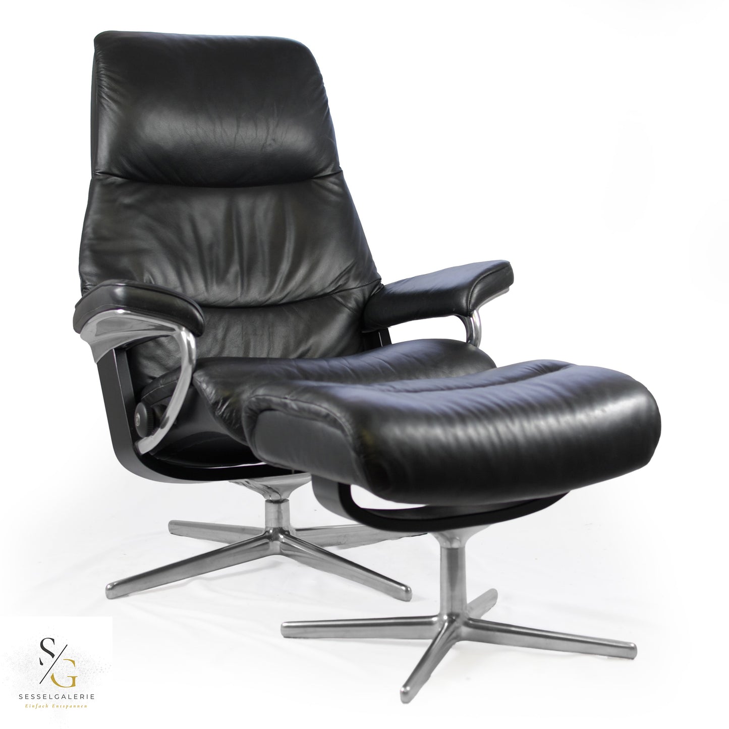 Stressless View (M) Cross Base + Hocker