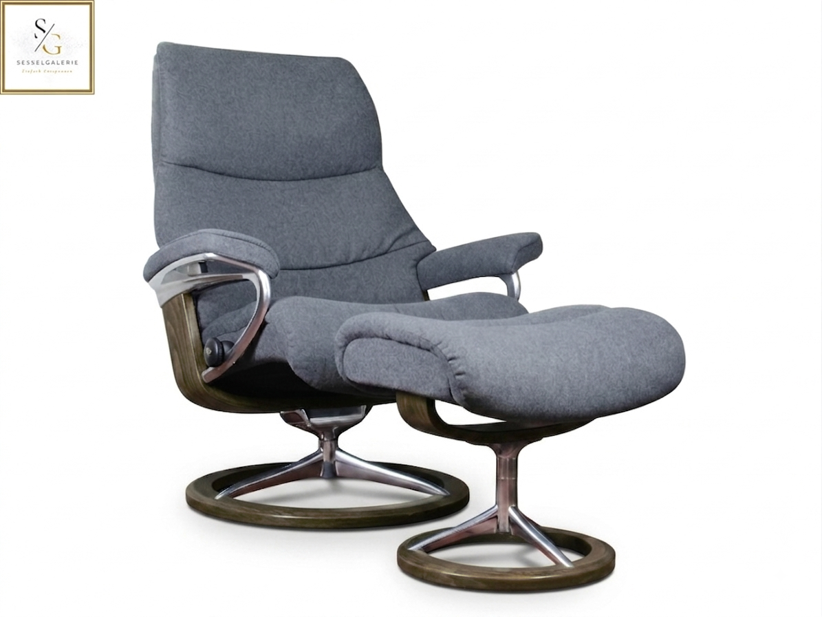 Stressless View (L) Signature Base + Hocker