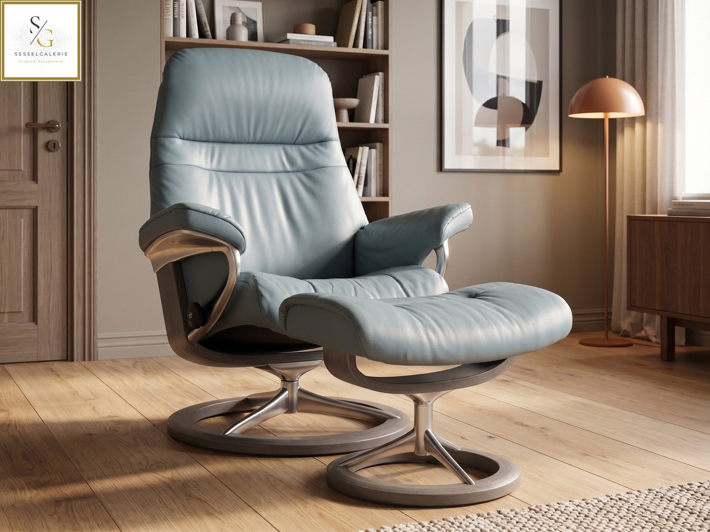 Stressless Sunrise (M) Signature Base + Hocker