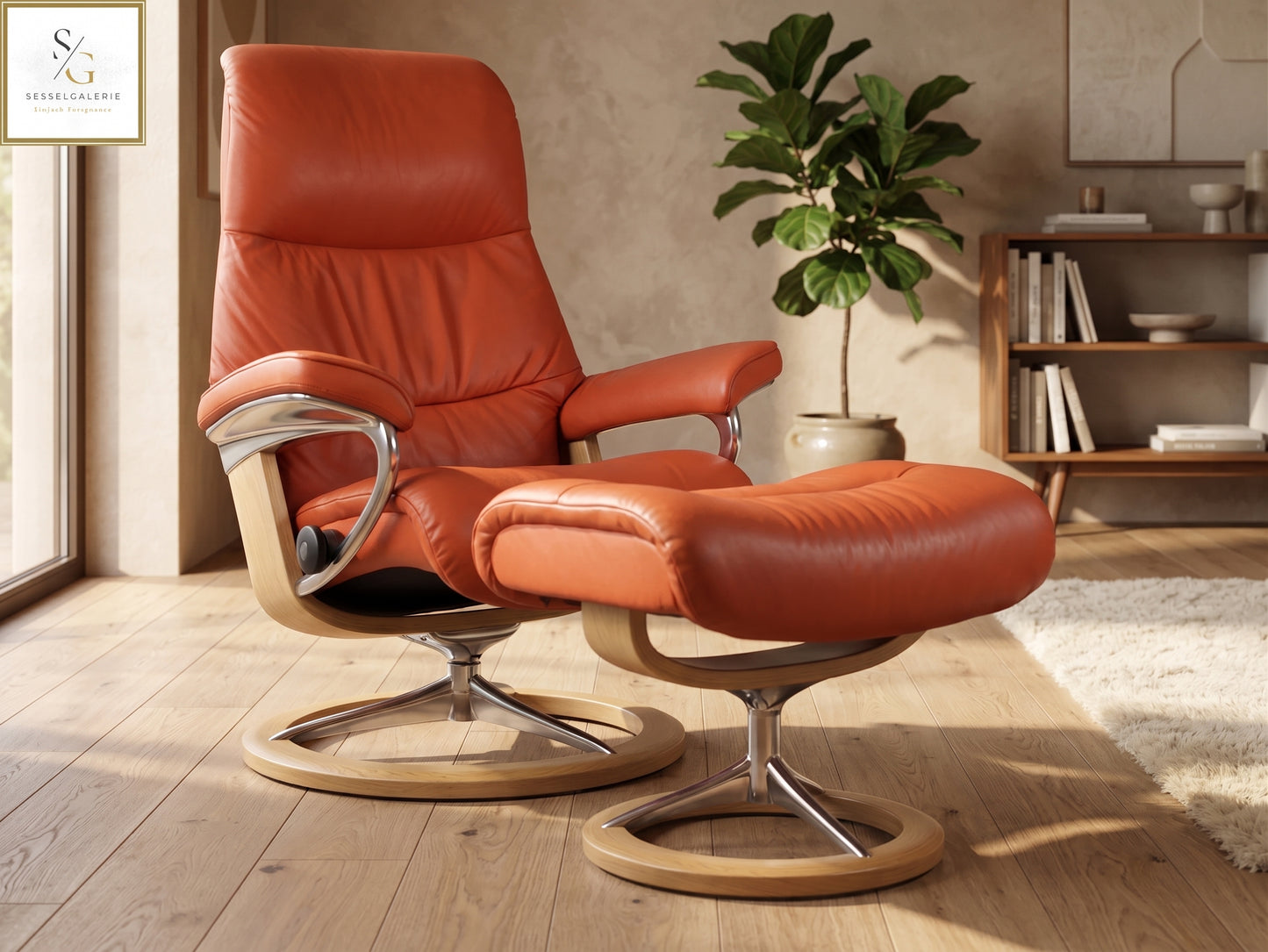 Stressless View (S) Signature Base + Hocker