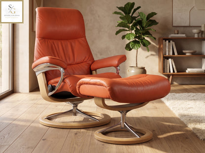 Stressless View (S) Signature Base + Hocker
