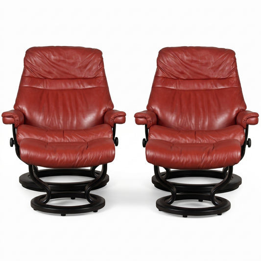 2x Stressless Sunrise (L) Classic Base + Hocker