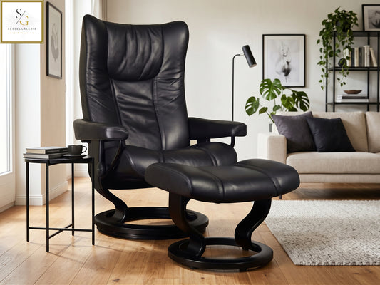 Stressless Wing (M) Classic Base + Hocker