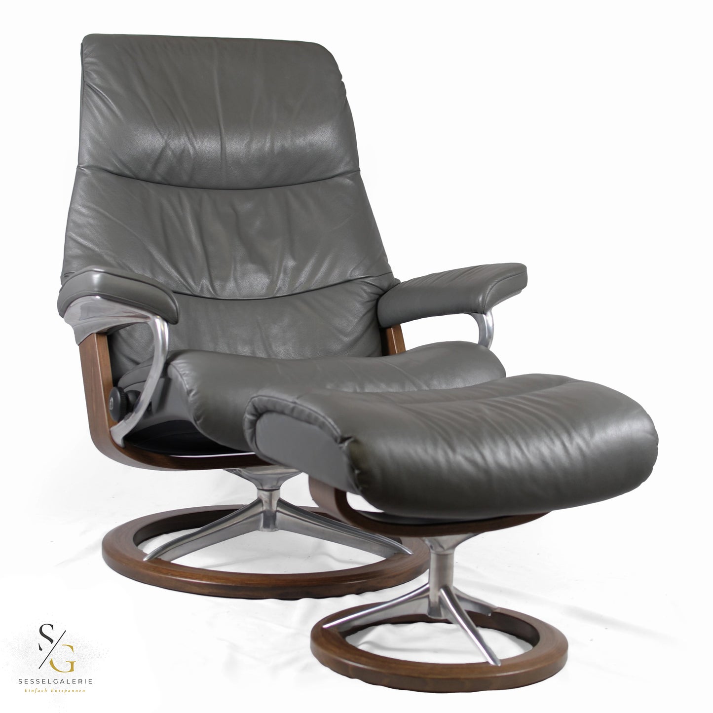 Stressless View (L) Signature Base + Hocker