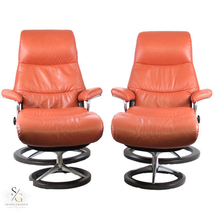 2x Stressless View (S) Signature Base + Hocker
