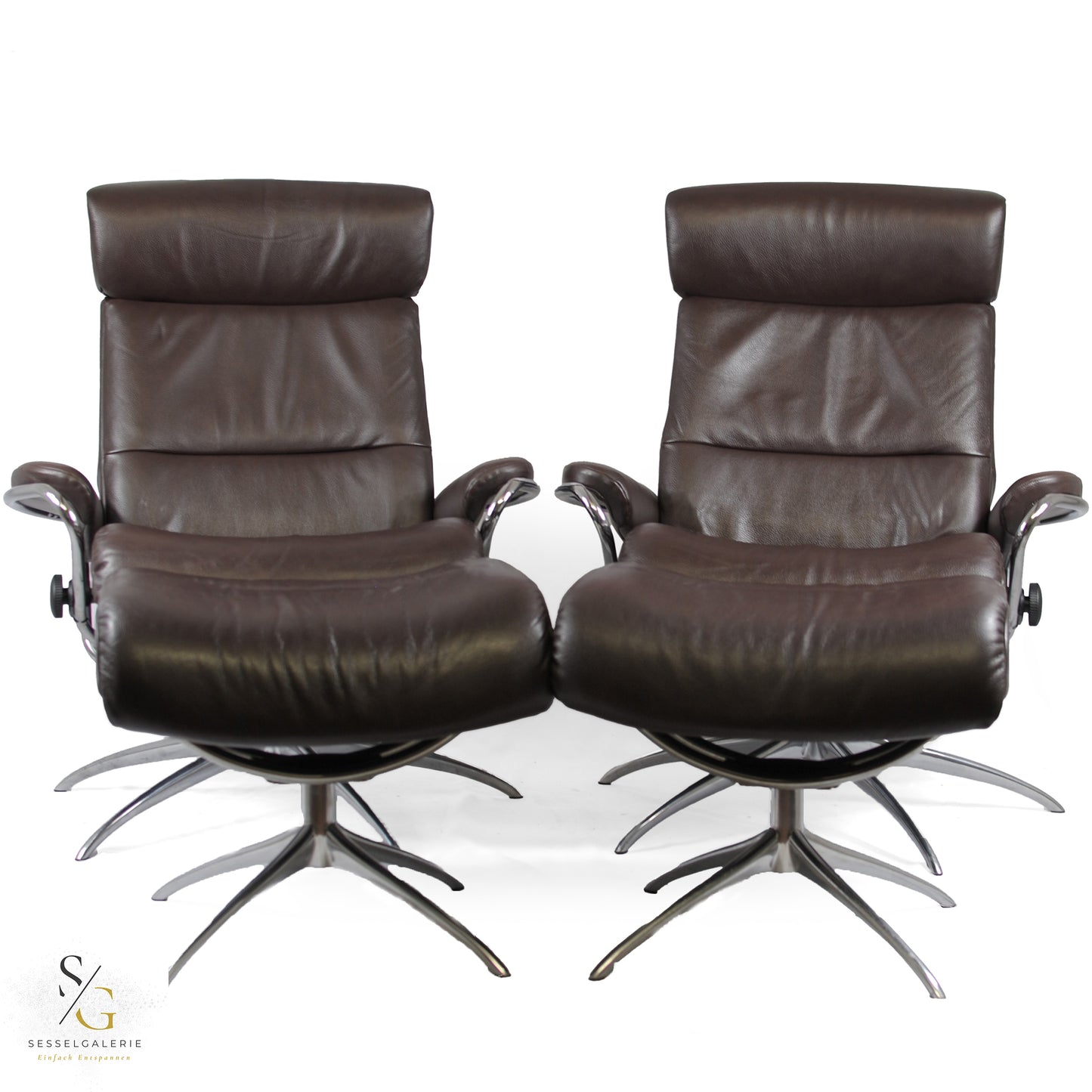 2x Stressless Tokyo (M) mit Kopfstütze Star Base + Hocker
