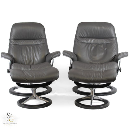 2x Stressless Sunrise (L/M) Signature Base + Hocker