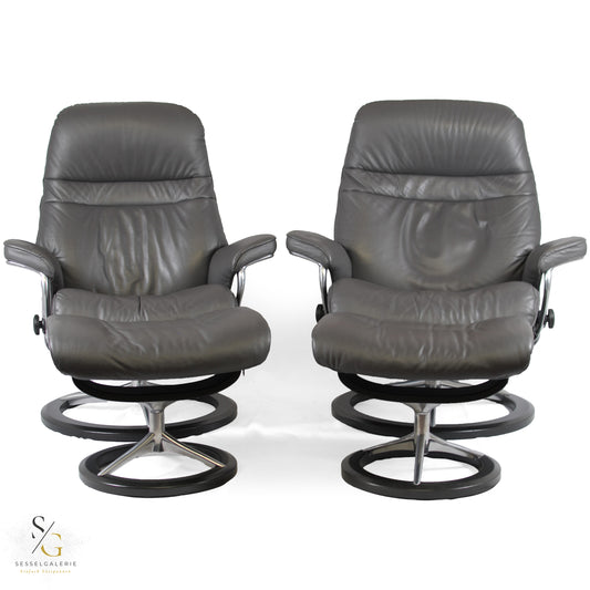 2x Stressless Sunrise (L/M) Signature Base + Hocker