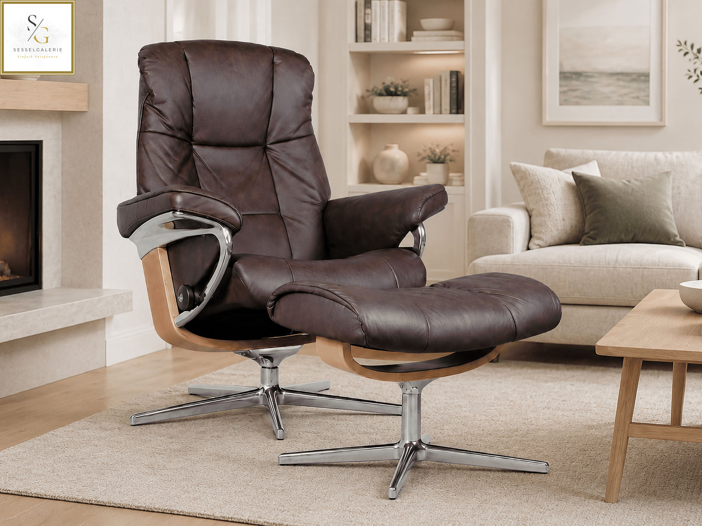 Stressless Mayfair (S) Cross Base + Hocker
